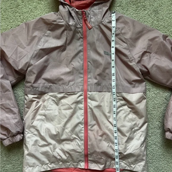 Eddie Bauer Kids Hooded Jacket Pink Colorblock Size L 14 16 Fleece Lined - Picture 8 of 9
